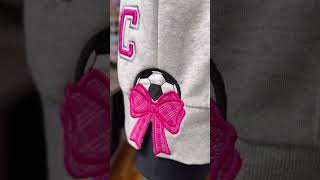 Soccer Ball Gingham Plaid Side Split Bow Cutout Applique  #machineembroidery #embroidery #soccer