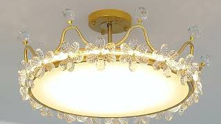 Crystal Crown LED Ceiling Light@korewolamp