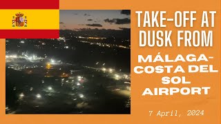 Take-off at Dusk from Malaga Airport, Andalusia, Spain - 7 April, 2024