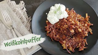 knusprige Weißkohlpuffer mit Gurken-Joghurt Dip / vegetarisch, gesund, lecker, regional und günstig