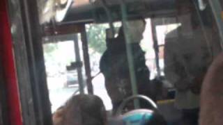 Man arguing with driver on number 27 bus Chiswick