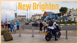 Walk around New Brighton Wirral along the river Mersey. 2019 beach, fair and shops