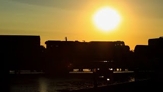 CSX freight trains at sunset