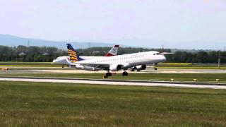 Augsburg Airways Embraer 190 landing - Vienna Int. Airport