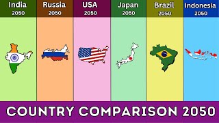 India vs Russia vs United States vs Japan vs Brazil vs Indonesia Country Comparison 2050