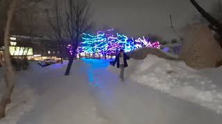 Winnipeg,forks . skating n walking trails at night .march 2022