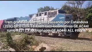 Trem graneleiro carregado passando por Catanduva (ZCV)-SP 07/09/18