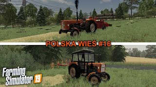 ⭐ Farming Simulator 19 Polska Wieś #16 ⭐Ciąg Dalszy Sianokosów 🌱 Zgrabianie I Prasowanie Siana