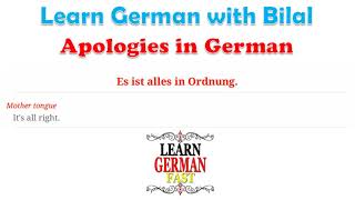 Learn German with Bilal:- Apologies in German