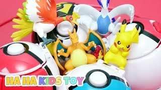 Pocket Monsters Battle! Pikachu Charizard Lugia Ho-Oh Monster Ball Toy Play - HaHaKidsToy