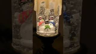 25cm Snowtime Indoor Battery Operated LED Water Candle Stick Spinner with Snowman Scene