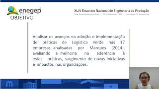 ESTUDO LONGITUDINAL SOBRE A ADOÇÃO DE PRÁTICAS DE LOGÍSTICA VERDE EM EMPRESAS BRASILEIRAS