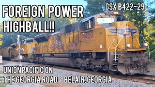 Foreign Power on The Georgia Road, CSX B422-29 with Union Pacific Power, Belair, GA - 08-30-2024