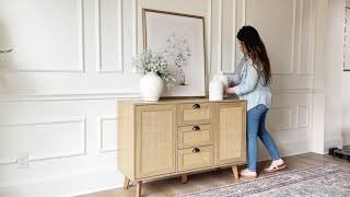 Rattan Drawer Accent Storage Cabinet for Living Room