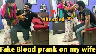 FAKE BLOOD PRANK ON MY WIFE |   Prank Gone wrong🥺 | She Cried😭 | Prank tamil