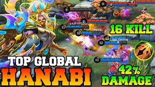 Top Global Hanabi With 16 Kills & 42% Damage !! MLBB Hanabi Best Build 2023 Gameplay Mobile Legends