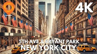 Exploring Midtown Manhattan - 5th Avenue to Bryant Park | Iconic NYC Walk in 4K (w subtitles)