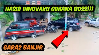 mobil hampir tenggelam akibat hujan semalaman di sumatra