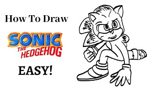 REDESIGNED! Sonic The Hedgehog ~ How To Draw EASY! | Step-by-step Tutorial on Sonic Movie Character