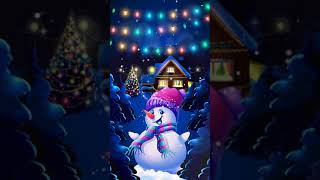 Christmas anime blue snowman neon night Animated