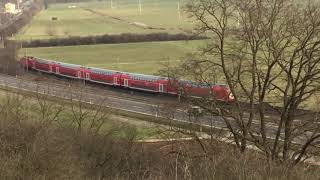 RE20 fährt nach Limburg(Lahn) mit einer BR143 und 5 unterschiedlichen teils modernisierten DoStos