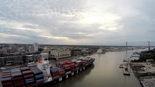 Savannah - Drone Footage of Container Ship on Savannah River