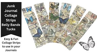 Junk Journal Collage Strips / Belly Band / Tucks