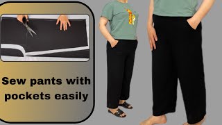 💥Cutting and sewing pants {with pockets} with only one meter of fabric✅Training for beginners