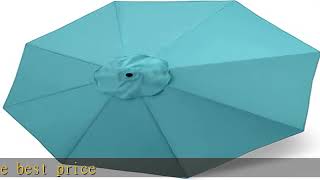 MASTERCANOPY Patio Umbrella 9 ft Replacement Canopy for 8 Ribs-Turquoise