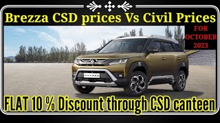 BREZZA CSD price vs civil price. Maruti brezza. Brezza 2023. Brezza lxi. #csdcars #carreview #cars