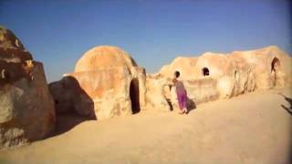 Location filming of Star Wars Decorations Tatooine  -- movie set Mos Espa near Tozeur Tunisia