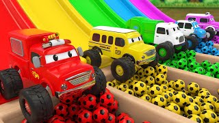 Surprise Soccer Ball Kids Songs - Wheels On the Bus song - Baby Nursery Rhymes & Kids Songs