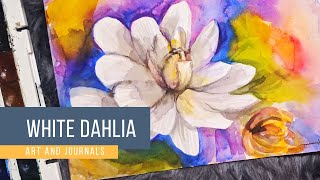 White Dahlia | Watercolor on Bao Hong Fine Grain Paper