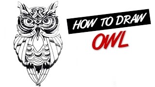 How to draw an owl tribal tattoo design #149