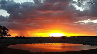 Breathtaking Sunset at Okaukuejo Resort Wildlife Waterhole