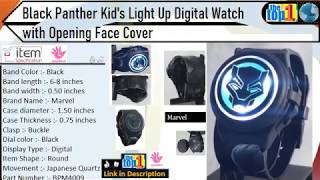 Black Panther Kid's Light Up Digital Watch with Opening Face Cover