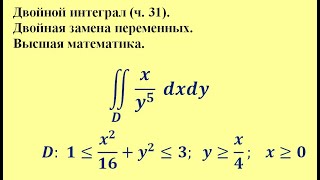 Двойной интеграл (ч.31). Двойная замена переменных. Высшая математика.