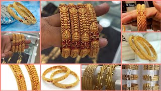 antique Bangles designs|| 10 to 35 grams gold bangles for bride n bridemaids||Low weight bangles#yt