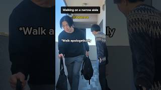 Non-Japanese vs Japanese | Walking on a narrow aisle