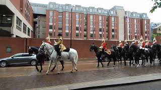 Trooping the Colour 15/6/24, the Household Cavalry leaving Hyde Park Barracks to escort the King.