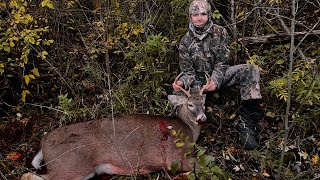 First Time Hunter Smokes 6pt Buck With Bow | Insta Kill