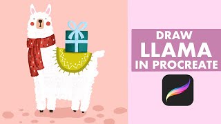 Cute LLAMA Anyone Can Draw - Easy Procreate Tutorial - Winter Holiday Drawing Tutorial🎄❄️🎁🦙