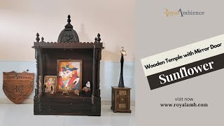 Wooden Temple with Mirror Door - Sunflower || Wooden Pooja Mandir for Home || Royal Ambience