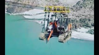 EXTREMELY DANGEROUS FOOTAGE OF HEAVY EQUIPMENT ZIPLINE!!!!