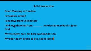 college 1 year students Self-Introduction  in english