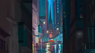 Cityscape DIGITAL PAINTING process video.