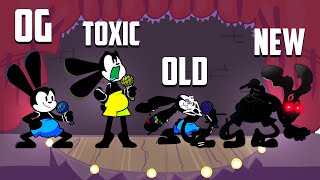 Oswald OG vs TOXIC vs OLD vs NEW (FNF x OSWALD OLD TIMEY) Friday Night Funkin`