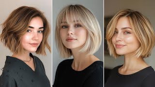 Shaggy Bob Chin length Short Hairstyles Blunt Bob Cut For Thin Hair Classic Feathered Bob