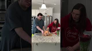 Getting the turkey ready for the fryer