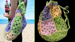 Amazing Crochet Granny Square Beach Bag! How to tutorial